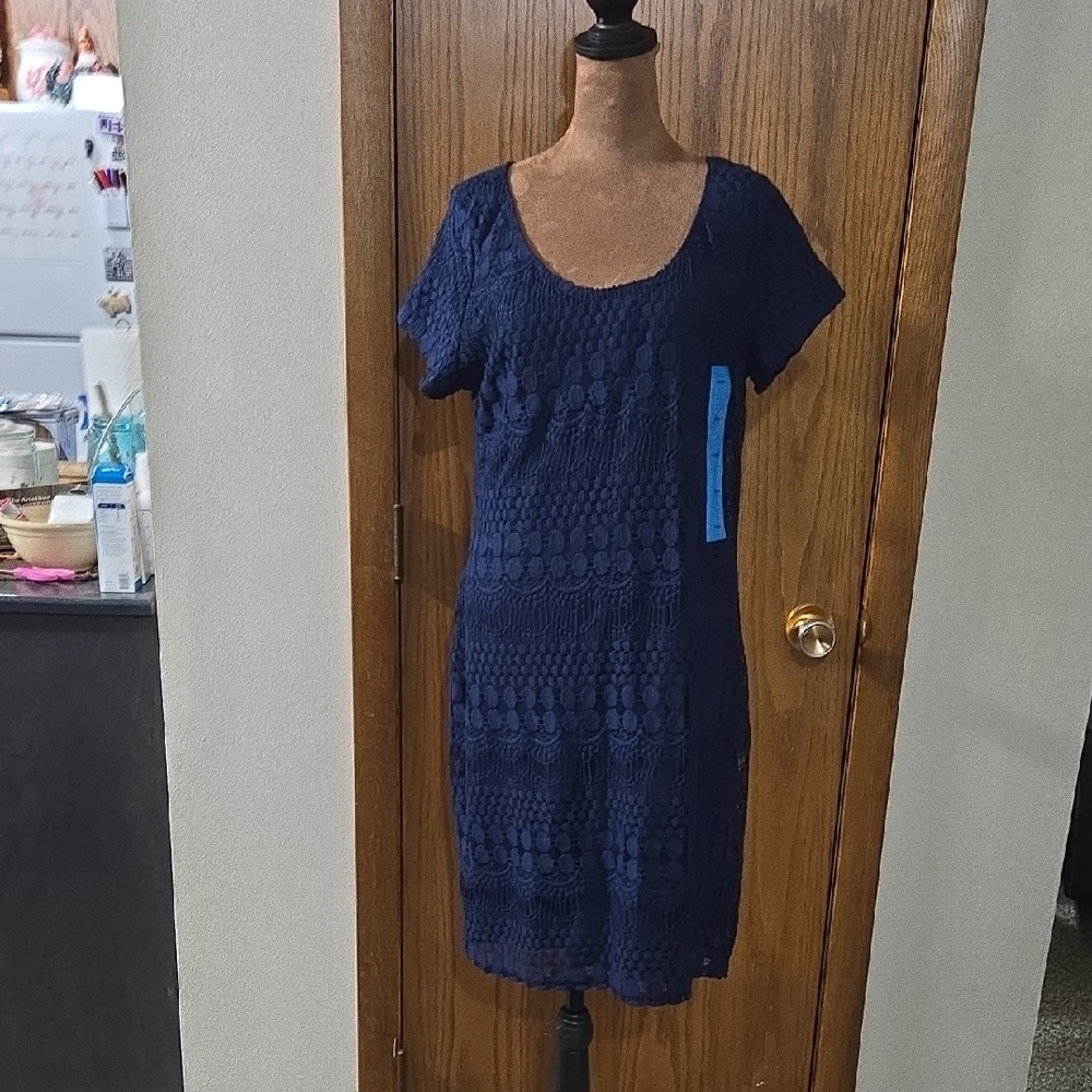 Tiana B. Elegant Navy Lace Dress